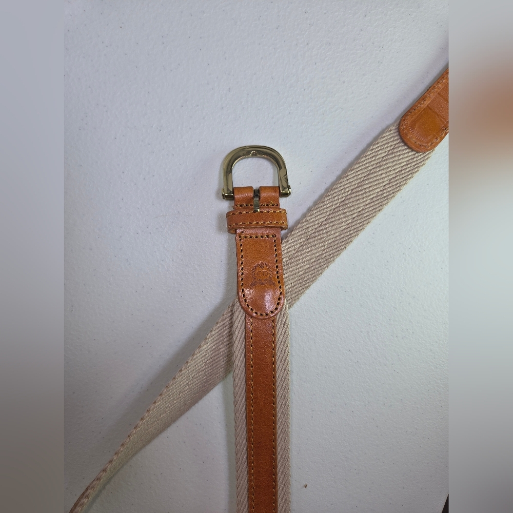 Vintage Christian Dior Webbed Cotton Leather Belt 90s Belt 36